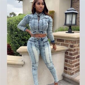 Stylish Denim Two-Piece Set